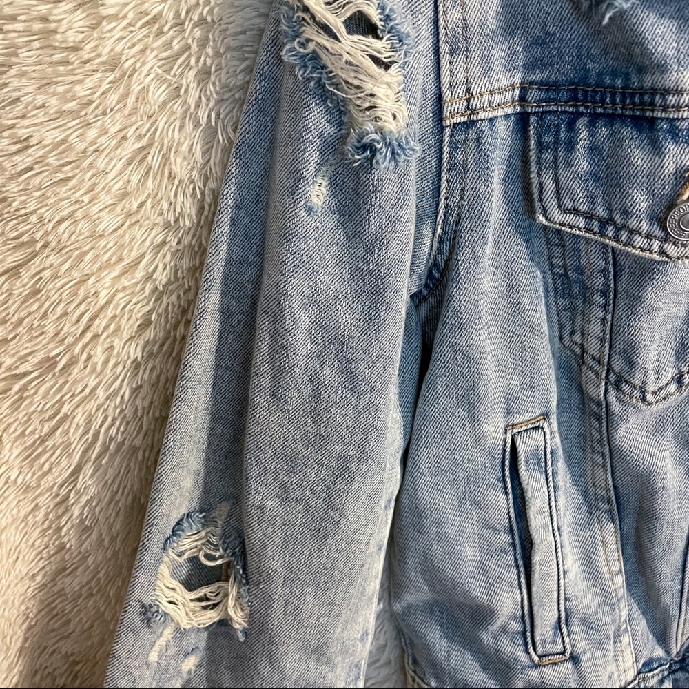 Light Wash Ripped Denim Jacket - Picture 3 of 8